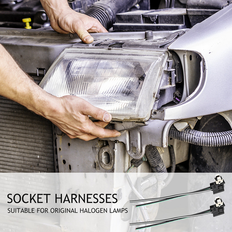 2 vnt. Automobilio halogeninės lempos priekinių žibintų lizdo laidų jungties kištuko adapterio laidas H1 H3 lemputės pakaitinei automobilio linijai