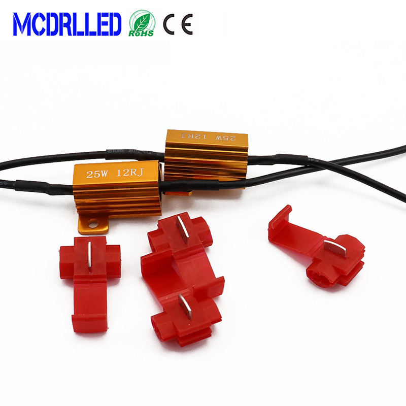 MCDRLLED 2PCS autodekooder 25W 50W 6RJ LED Canbusi koormustakisti kontrolleri hoiatus tühistaja automaatne takistus 12V