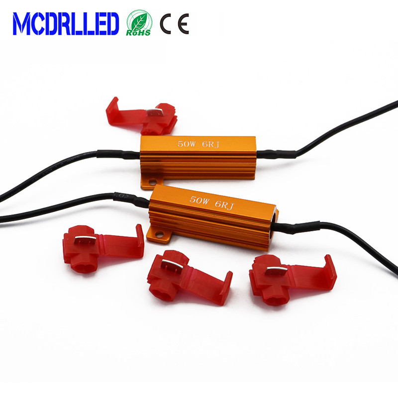 MCDRLLED 2PCS autodekooder 25W 50W 6RJ LED Canbusi koormustakisti kontrolleri hoiatus tühistaja automaatne takistus 12V