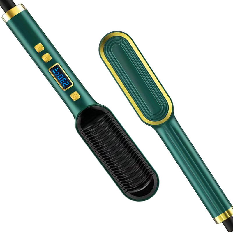 Elektriniai plaukų tiesintuvai 2 viename glotninamosios geležies LCD ekranas neigiamų jonų plaukų tiesinimo šepetys garbanojimo šukos plaukų garbanojimas