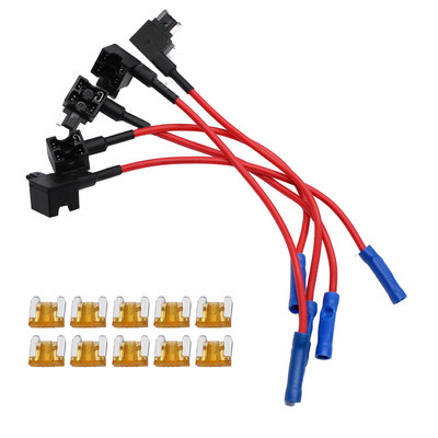 YUNPICAR 12V 5A szabványos autó Adjon hozzá egy áramköri biztosítékot csap adapter Mini ATM APM lapát biztosítéktartó 5 db-os csomag