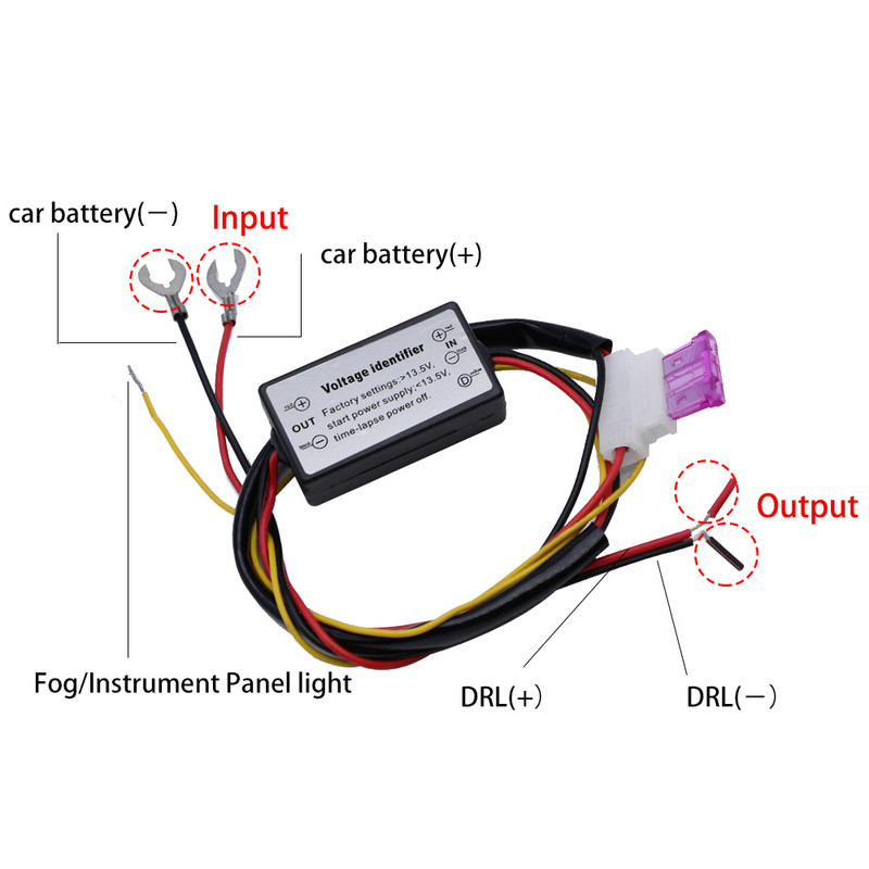 YUNPICAR automobilio LED valdiklis dienos šviesos lempa 3A įtaisytas saugiklis DRL automatinio įjungimo / išjungimo jungiklio valdiklio relė 12-18V, skirta auto