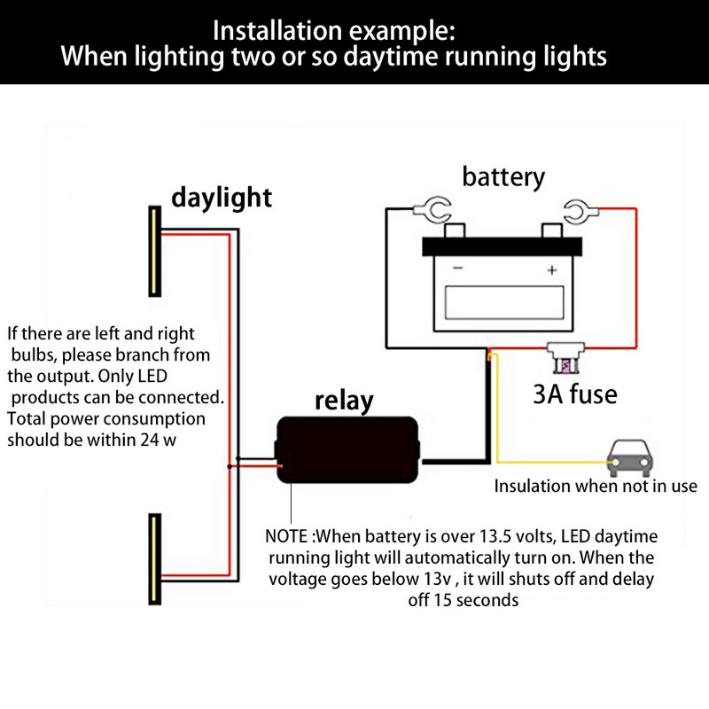 YUNPICAR automobilio LED valdiklis dienos šviesos lempa 3A įtaisytas saugiklis DRL automatinio įjungimo / išjungimo jungiklio valdiklio relė 12-18V, skirta auto