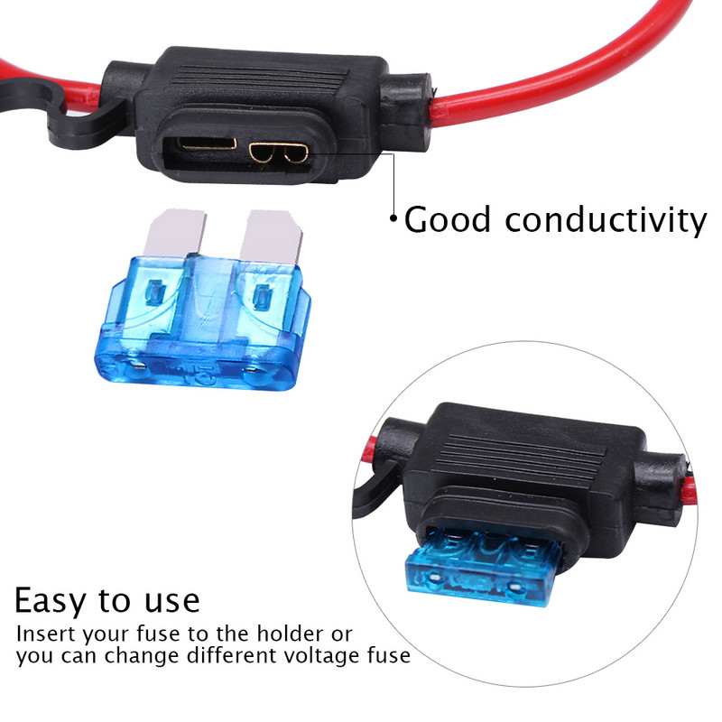 YUNPICAR ATC/ATO 15A 30A soros biztosítéktartó 16 méretű kábelköteg 12V szabványos dugaszolóaljzat 1 db