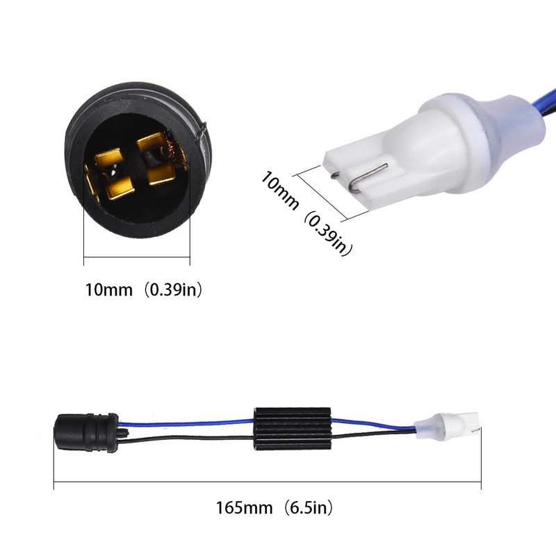 YUNPICAR 2PCS T10 168 194 LED dekoder pokazivača smjera za adapter za poništavanje upozorenja Otpornik slobodnog opterećenja