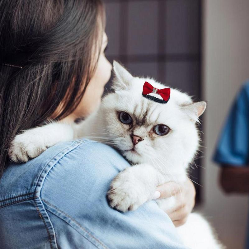Plaukų segtukai šunims Bowknot Galvos apdangalai Naminių gyvūnėlių plaukų baretai katėms Mieli naminių gyvūnėlių priedai priežiūros reikmenys