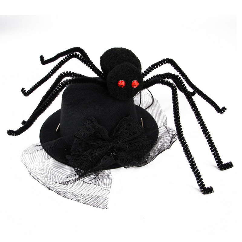 Čierna mašľa, pavúk, mačka, zábavná čiapka, nová pokrývka hlavy pre domáce zvieratá, halloweenska čiapka pre psa, čipkovaná sieťovaná ozdoba, dekorácia, veselá halloweenska párty, domáce potreby