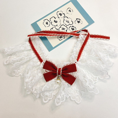 Uus lemmikloomakassi kaelarihm, printsessi stiilis pitsiga lemmiklooma tilgarätik rinnarätt, moodne lemmikloomatarbed