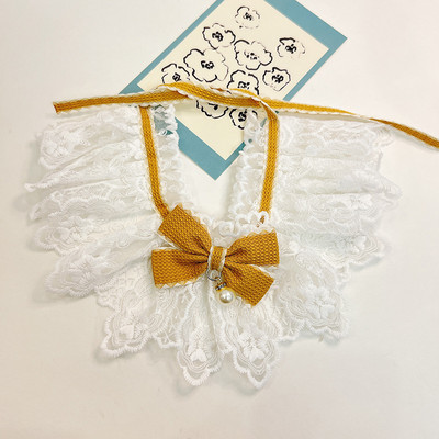 Uus lemmikloomakassi kaelarihm, printsessi stiilis pitsiga lemmiklooma tilgarätik rinnarätt, moodne lemmikloomatarbed