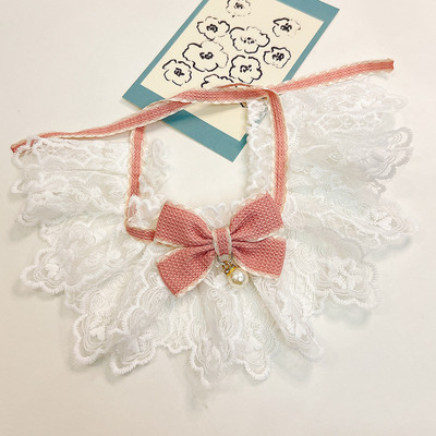 Uus lemmikloomakassi kaelarihm, printsessi stiilis pitsiga lemmiklooma tilgarätik rinnarätt, moodne lemmikloomatarbed