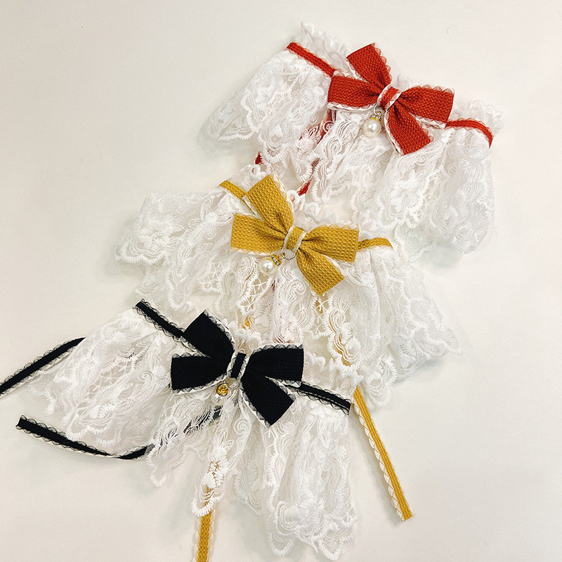 Uus lemmikloomakassi kaelarihm, printsessi stiilis pitsiga lemmiklooma tilgarätik rinnarätt, moodne lemmikloomatarbed