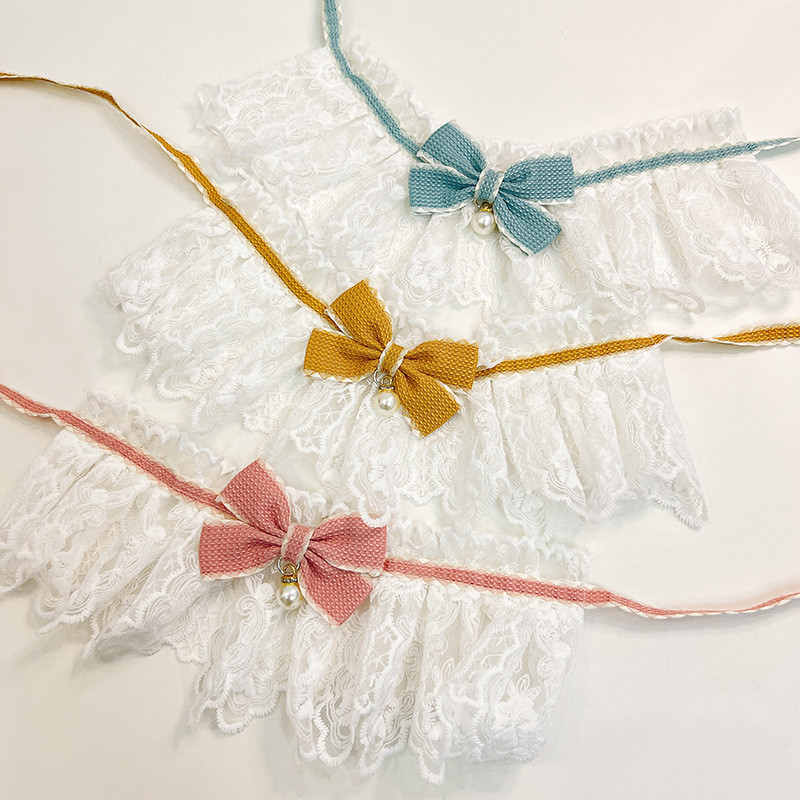 Uus lemmikloomakassi kaelarihm, printsessi stiilis pitsiga lemmiklooma tilgarätik rinnarätt, moodne lemmikloomatarbed