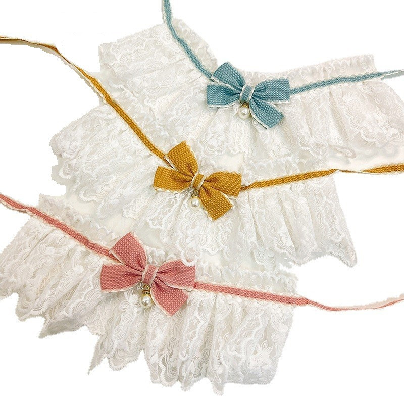 Uus lemmikloomakassi kaelarihm, printsessi stiilis pitsiga lemmiklooma tilgarätik rinnarätt, moodne lemmikloomatarbed