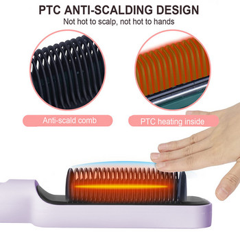 Четка за изправяне на коса Нагряващ гребен Електрически гребен Преса за изправяне против изгаряне Изглаждаща четка LCD Многофункционален гребен