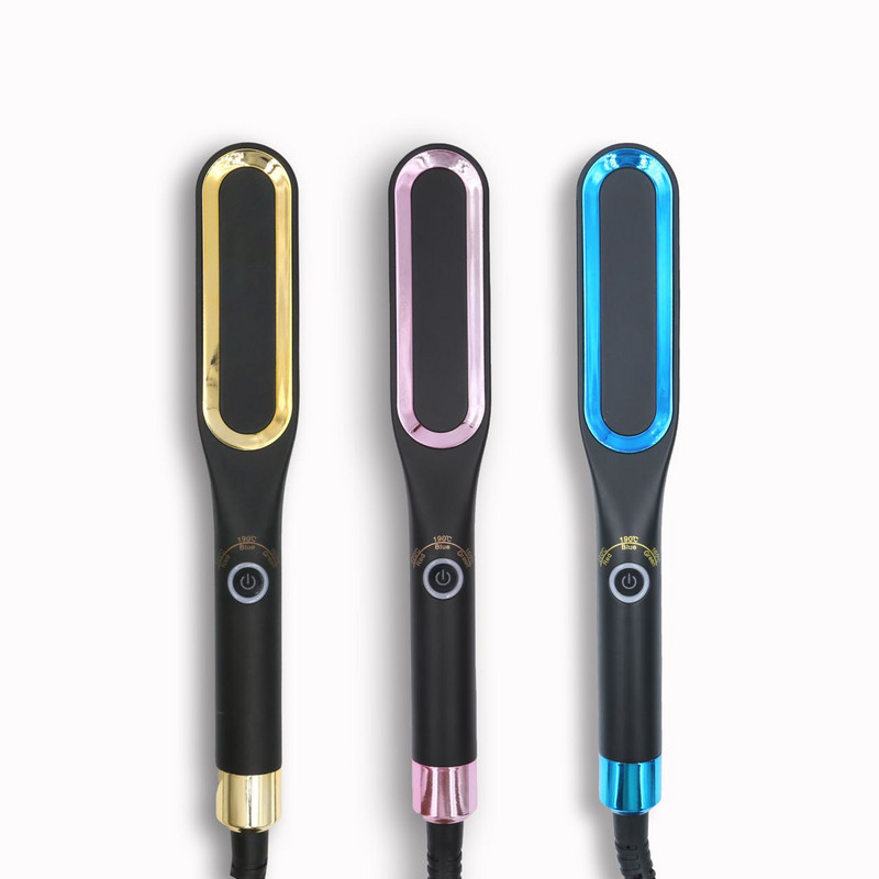 2 u 1 Pegla za kosu Muški češalj za bradu Turmalin Keramička četka za uvijač kose Češalj za kosu Pegla za kovrčanje kose Četka za kosu