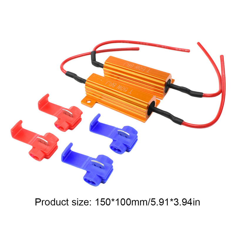 4X 50 W LED atbulinės eigos stabdžių posūkio signalo lemputė 6 omų / 8 omų LED indikatorius balasto apkrovos rezistorius Fix blykstės greičio relė posūkio signalo lemputė