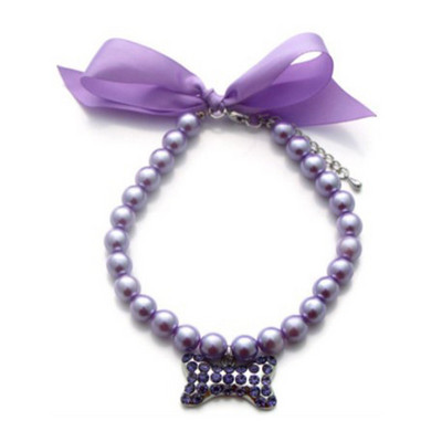 Kassi pärli kaelakee koera luust ripats kaelarihma imitatsiooniga pärlilindiga vibusõlme reguleeritav lemmiklooma kaelarihm