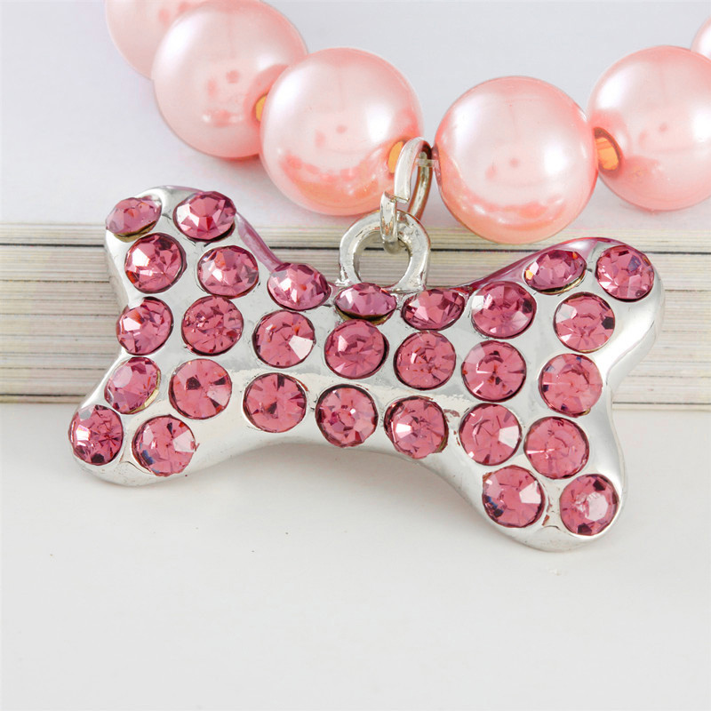 Kassi pärli kaelakee koera luust ripats kaelarihma imitatsiooniga pärlilindiga vibusõlme reguleeritav lemmiklooma kaelarihm