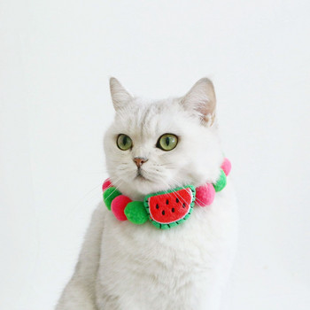 Κολάρο για κατοικίδια Γάτα Χαριτωμένα κινούμενα σχέδια βελούδινα σχήμα φρούτων Πολύχρωμο κολάρο μπάλα Χαριτωμένο κασκόλ Σκύλος γάτα προμήθειες για κατοικίδια