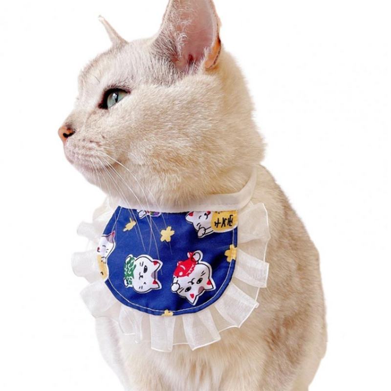 Kassi pitskrae Multifilm Võrgustik Pits rinnatükk Lemmiklooma lilleline puuvillane rinnatükk kaelariided süljerätik Lemmiklooma kolmnurk sall Lemmikloomatarvikud