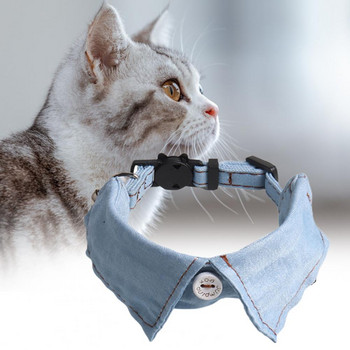 Κομψό καρό φιόγκο με κόμπο για γάτα ρυθμιζόμενο κοστούμι για μικρούς σκύλους γάτες Μαλακό τζιν ύφασμα για γάμους