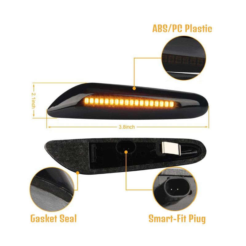 2 бр./компл. автомобилни мигачи странични габаритни светлини странични светодиодни индикатори аксесоари за BMW E90 E91 E92 E60 E87 E46 X1 X3