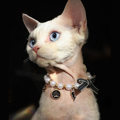 НОВО Pet Cat Pearl Collar Ornament Регулируема закопчалка Lobster Design Колие Аксесоари за врата на домашни любимци Стоки за домашни любимци