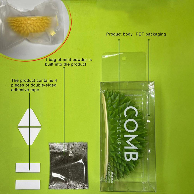 NAUJOS Cat Creative Durian Tickling Šukos Pašalinkite plaukiojančius plaukų kampučius masažo šepetys Cat Tris Naminių gyvūnų priežiūros įrankiai