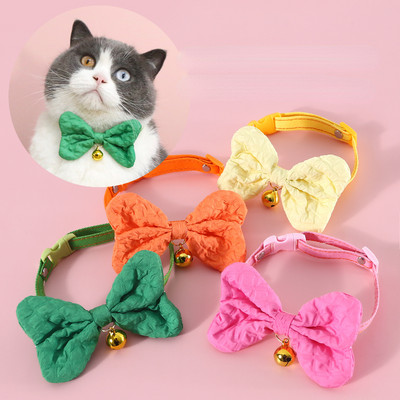 Ins New Cat Collar Candy Colorful Denim Bow Регулируема камбанка Cat Dog Папийонка Аксесоар Колие Нашийник за кучета