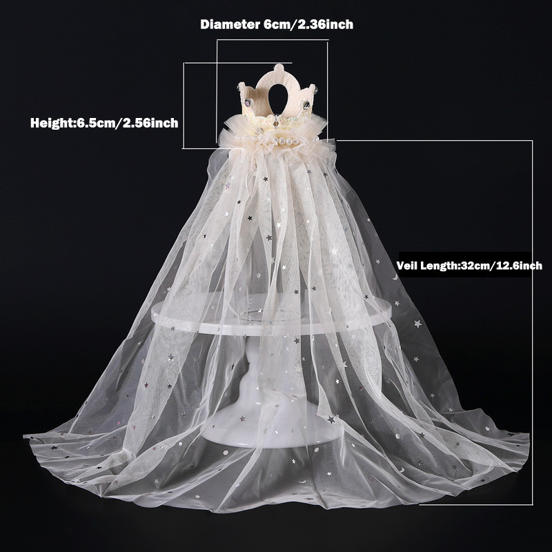 Lemmikloomad Pulmapeakatted Printsessi kroonkassi mütsid Armsad pärlpitsist koeramütsid sünnipäevapeoks Kutsika müts Kassipoja peakatte aksessuaarid