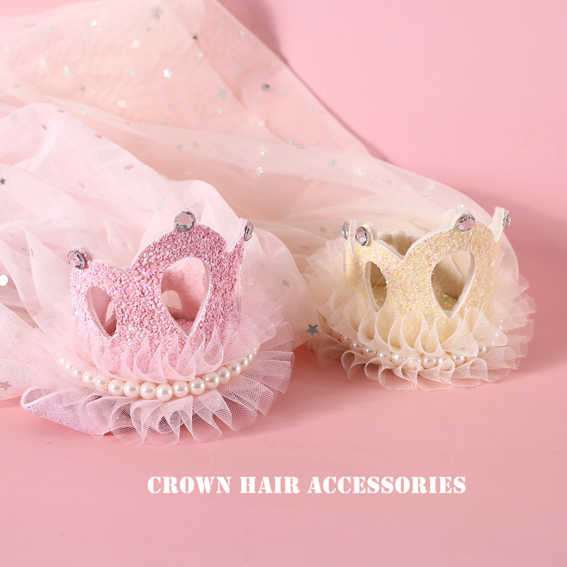 Lemmikloomad Pulmapeakatted Printsessi kroonkassi mütsid Armsad pärlpitsist koeramütsid sünnipäevapeoks Kutsika müts Kassipoja peakatte aksessuaarid