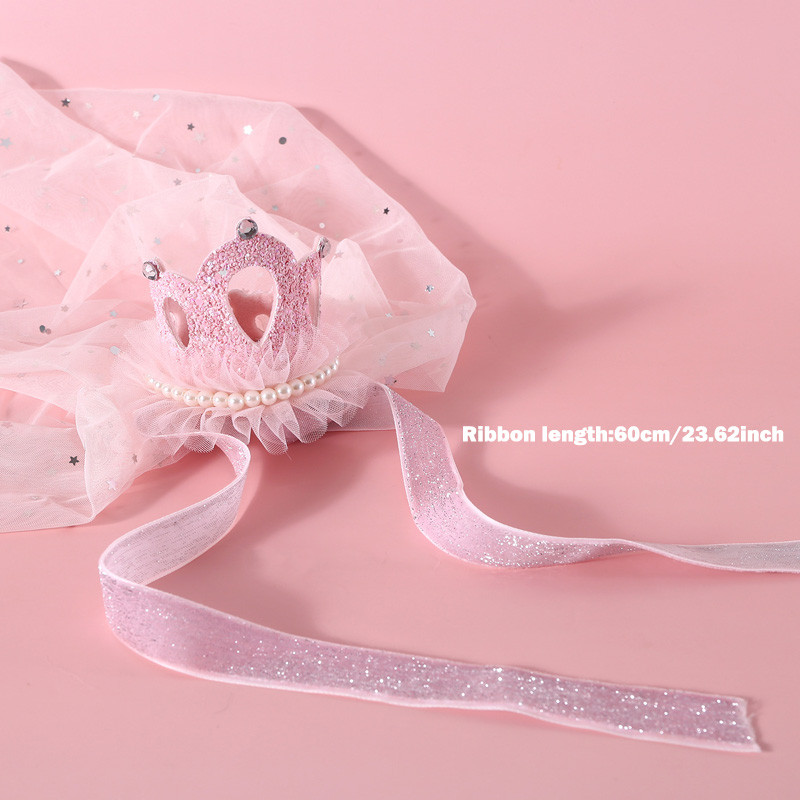 Lemmikloomad Pulmapeakatted Printsessi kroonkassi mütsid Armsad pärlpitsist koeramütsid sünnipäevapeoks Kutsika müts Kassipoja peakatte aksessuaarid