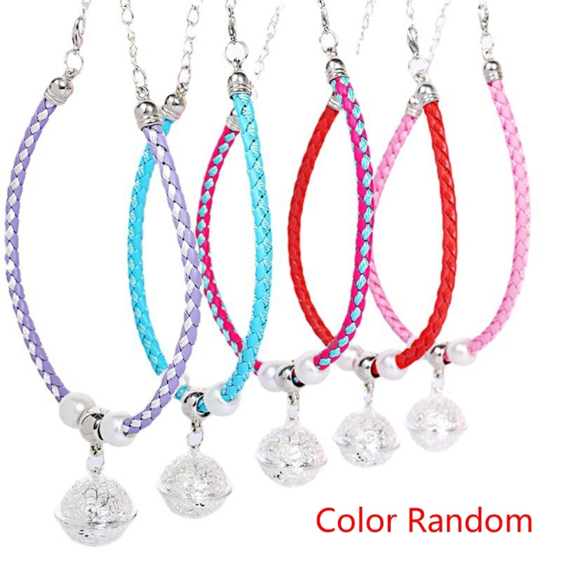 E56C Slatka pletena mačka ogrlica s malim zvonom Jednostavna za nošenje i prijatna za kožu Srebrna zvonasta ogrlica za štene, mačića za kućne ljubimce