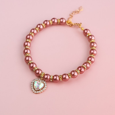 Cirkon Srce Dodaci za mačke Perle za rođendansku zabavu Ogrlice za pse Biserni lanac Ogrlica za mačke Princeza Obojeni proizvodi za kućne ljubimce