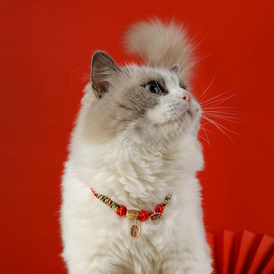 ÚJ Pet Cat Dekoratív Nyakörv Kínai stílusú Kézzel szőtt nyaklánc Dísz Szórakoztató Kiegészítők Kiscica kellékek