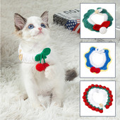 Χαριτωμένο πλεκτό κολάρο γάτας Καρτούν Φουλάρι γάτα Παπιγιόν Αξεσουάρ ομορφιάς για γάτα με κολιέ κουδούνι γατάκι Χειροποίητο γιακά σκύλου για γάτα