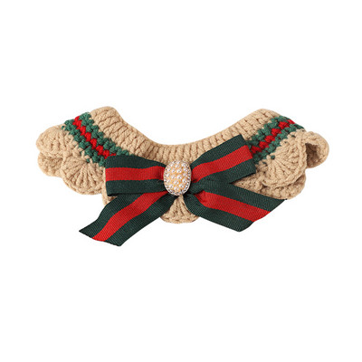 Χαριτωμένο πλεκτό κολάρο γάτας Καρτούν Φουλάρι γάτα Παπιγιόν Αξεσουάρ ομορφιάς για γάτα με κολιέ κουδούνι γατάκι Χειροποίητο γιακά σκύλου για γάτα