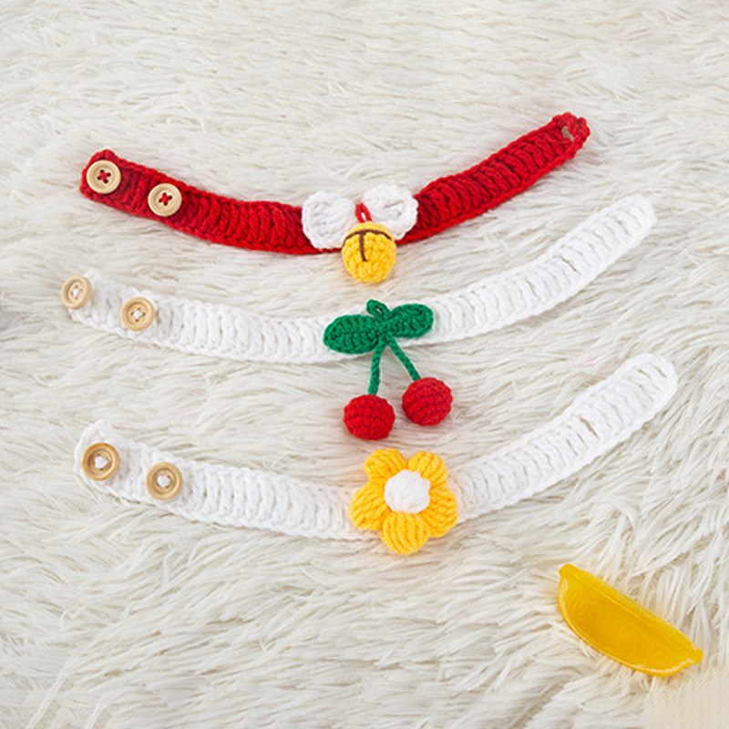 Χαριτωμένο πλεκτό κολάρο γάτας Καρτούν Φουλάρι γάτα Παπιγιόν Αξεσουάρ ομορφιάς για γάτα με κολιέ κουδούνι γατάκι Χειροποίητο γιακά σκύλου για γάτα