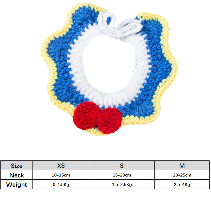 Χαριτωμένο πλεκτό κολάρο γάτας Καρτούν Φουλάρι γάτα Παπιγιόν Αξεσουάρ ομορφιάς για γάτα με κολιέ κουδούνι γατάκι Χειροποίητο γιακά σκύλου για γάτα