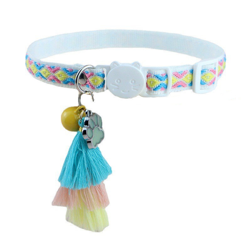 Lemmikloomatarbed Kutsikas Kiisu kaelarihm Bell Ripats Värviline Tutt Teemant Dekoratiivne Lemmiklooma kaelarihm Glow Proof Loss Kaelakee