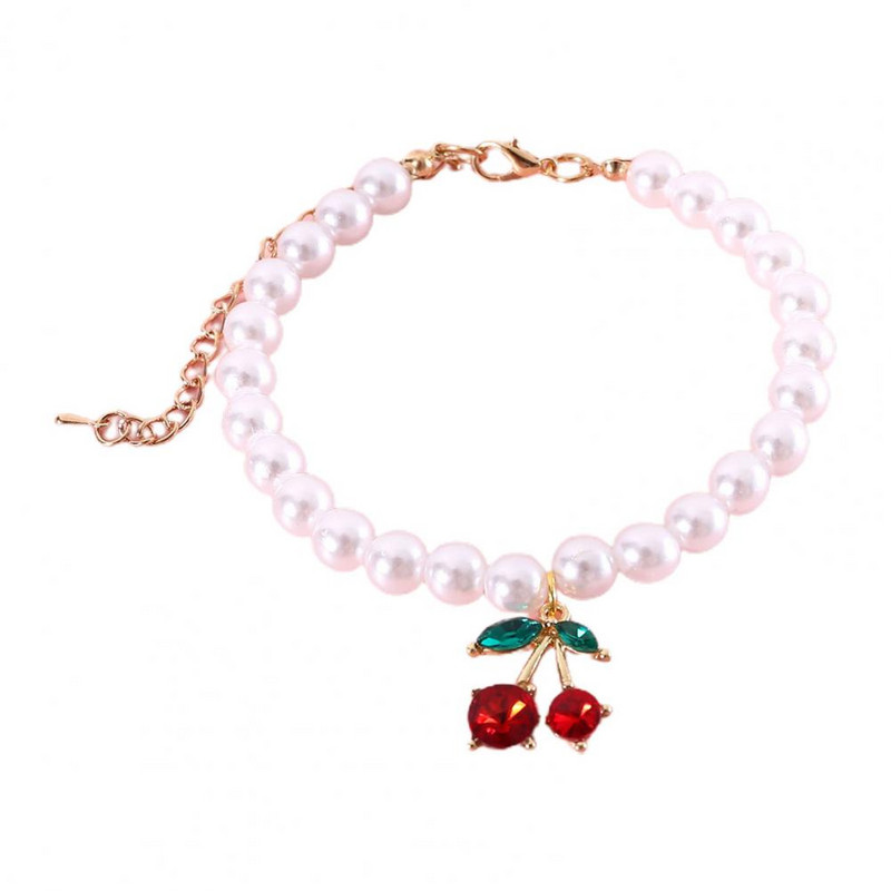 Kassi kaelaring Päris kerge kassi kaelakee Lemmiklooma Kassi Koera Kirsi ripats Võltspärlitest kaelarihm Lemmikloomatarvikud