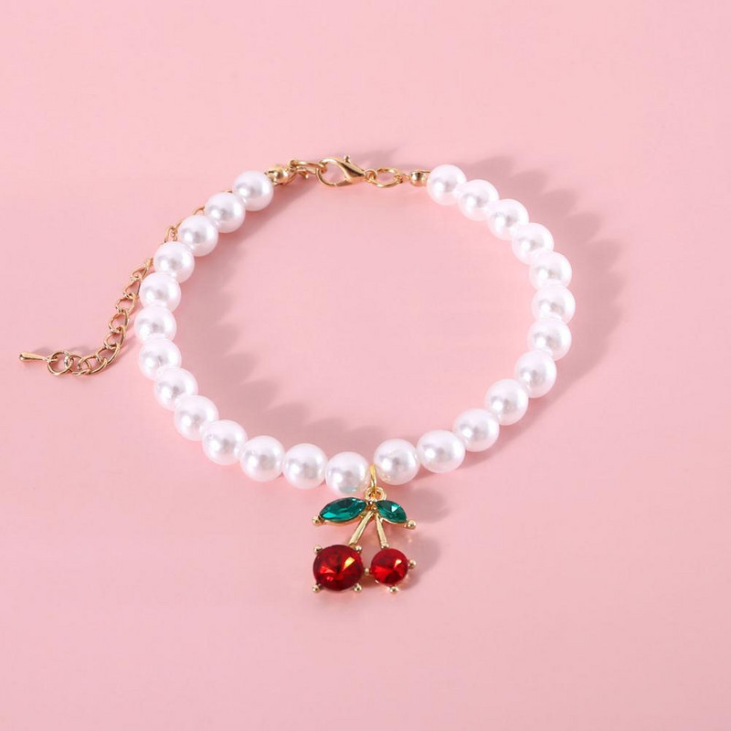 Kassi kaelaring Päris kerge kassi kaelakee Lemmiklooma Kassi Koera Kirsi ripats Võltspärlitest kaelarihm Lemmikloomatarvikud