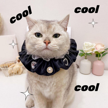 Удобна, уютна котка, куче, дантелен нагръдник, декоративна яка, мека на допир кърпичка за домашен любимец, талисмани с кристали, аксесоари за котки