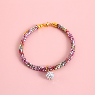 Naminių gyvūnėlių karoliai, visiškai deimantiniai reguliuojami kačių antkakliai šunų karoliai Krištoliniai deimantiniai rutuliniai pakabukai karoliai naminių gyvūnėlių reikmenys naminių gyvūnėlių papuošalai