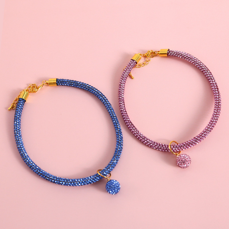 Naminių gyvūnėlių karoliai, visiškai deimantiniai reguliuojami kačių antkakliai šunų karoliai Krištoliniai deimantiniai rutuliniai pakabukai karoliai naminių gyvūnėlių reikmenys naminių gyvūnėlių papuošalai