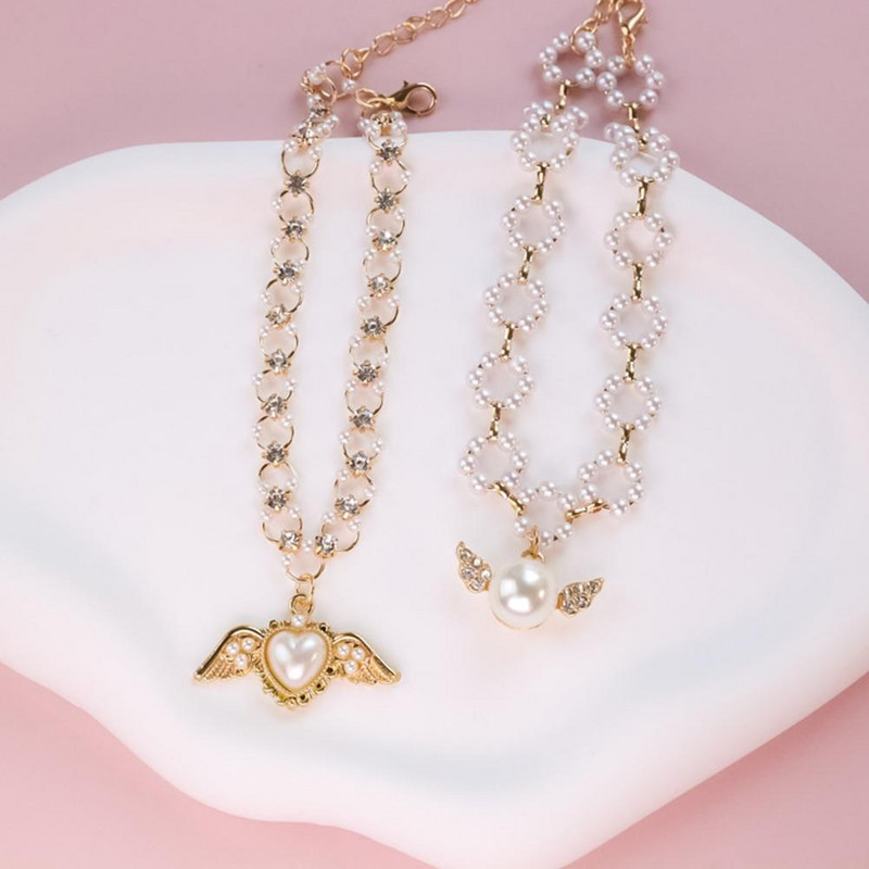 Papuošalų karoliai Žavingi dekoratyviniai reguliuojami perlų sparnų karoliai naminiams gyvūnėliams lauke