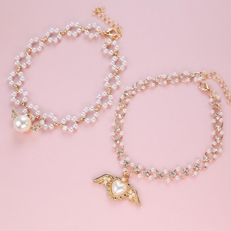 Papuošalų karoliai Žavingi dekoratyviniai reguliuojami perlų sparnų karoliai naminiams gyvūnėliams lauke