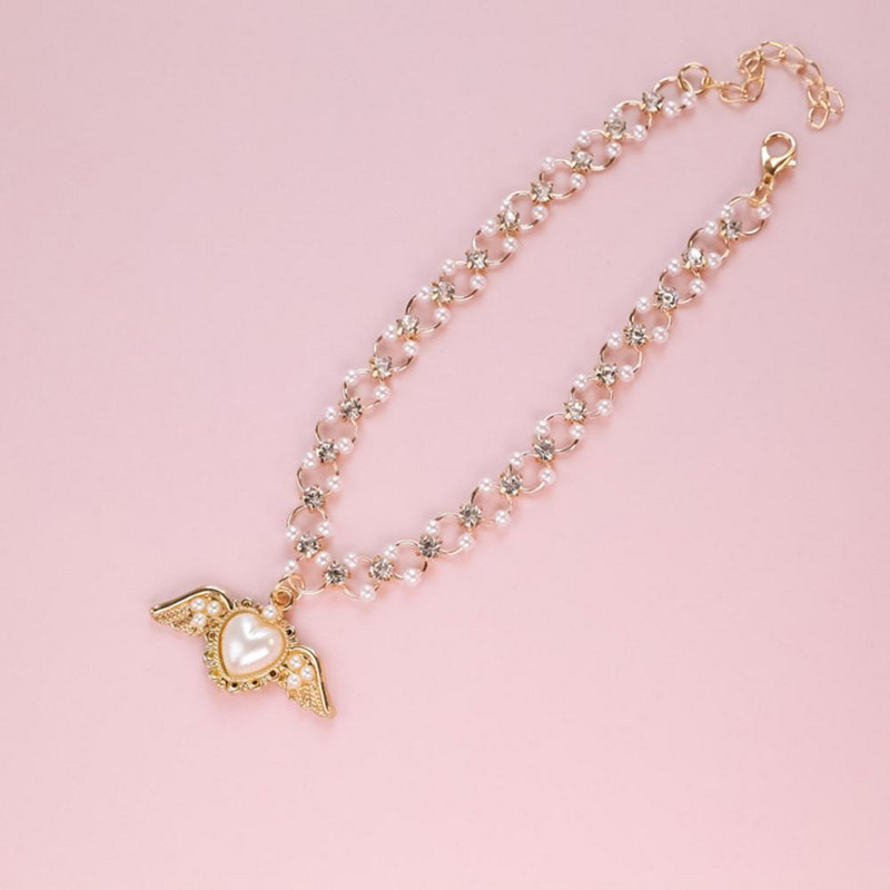 Papuošalų karoliai Žavingi dekoratyviniai reguliuojami perlų sparnų karoliai naminiams gyvūnėliams lauke