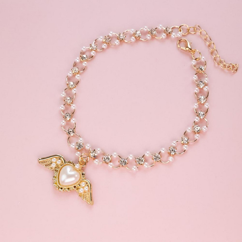 Papuošalų karoliai Žavingi dekoratyviniai reguliuojami perlų sparnų karoliai naminiams gyvūnėliams lauke