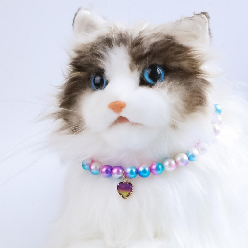 Lemmiklooma kaelakee imetlusväärne dekoratiivne reguleeritava suurusega pärlmutrist mitmevärviline armastuskassi kaelakee õues kasutamiseks